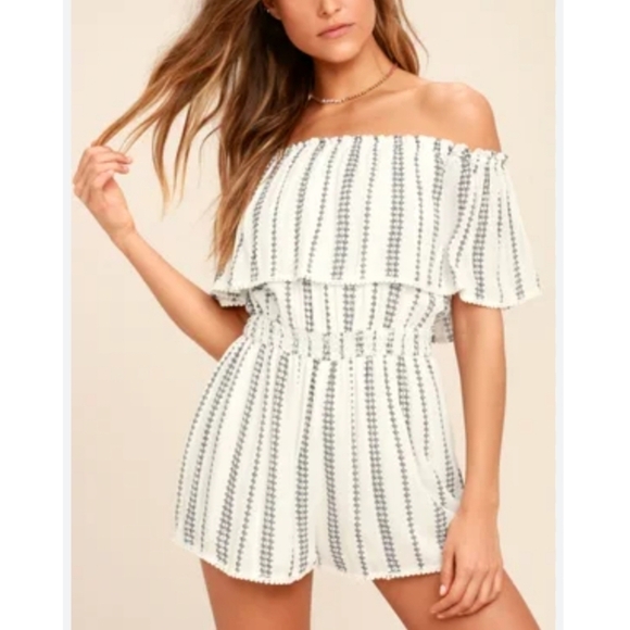 Lulus Pants - Lulu's Off The Shoulder Romper